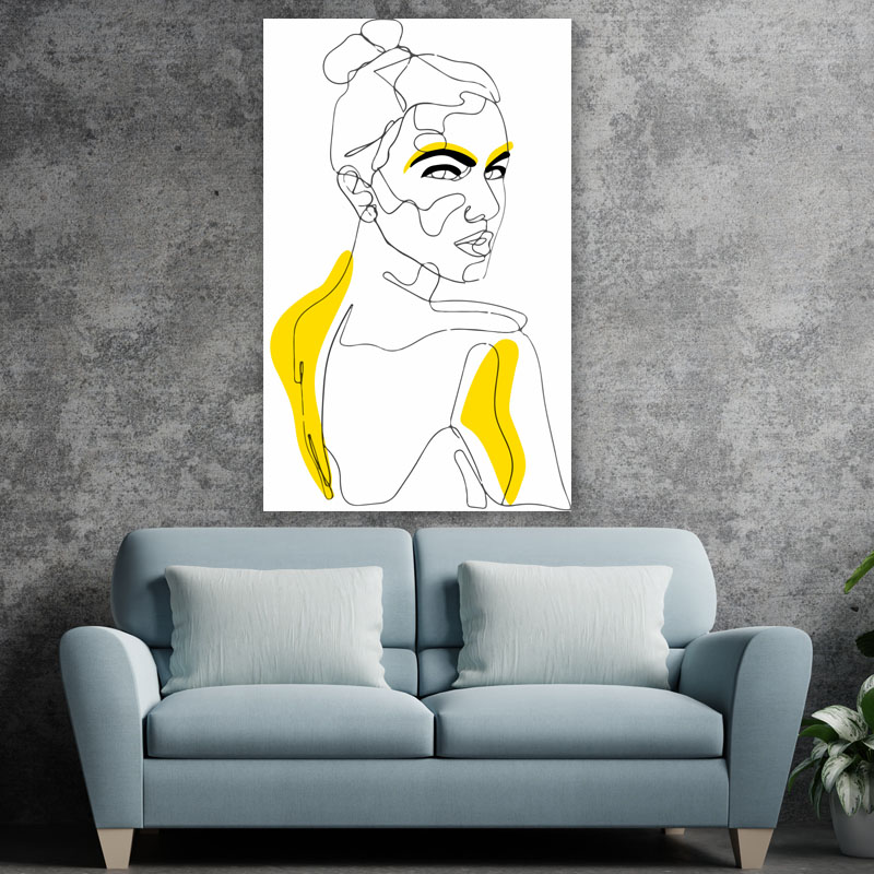 Πίνακας σε καμβά Line Art Woman in Yellow